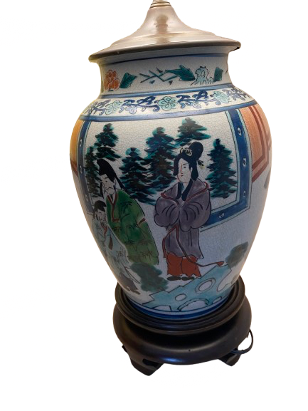 Lamp: Colorful Asian Figures