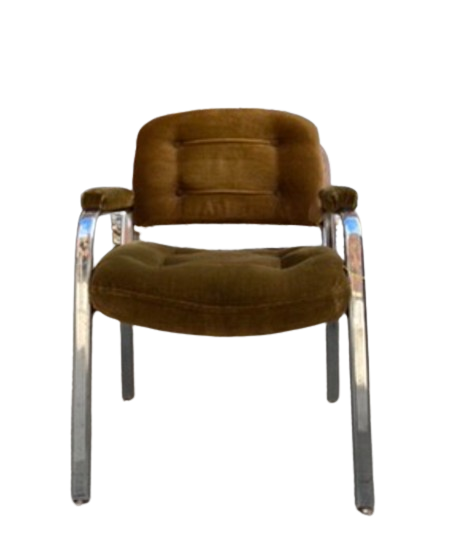 Chairs: Vintage Pair, Chrome & Brown Velvet