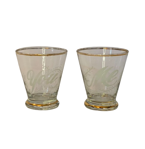 Glassware: Vintage "You & Me" (Set of 2)