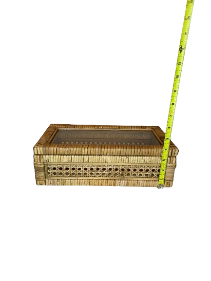 Small Rattan Box with Glass Lid