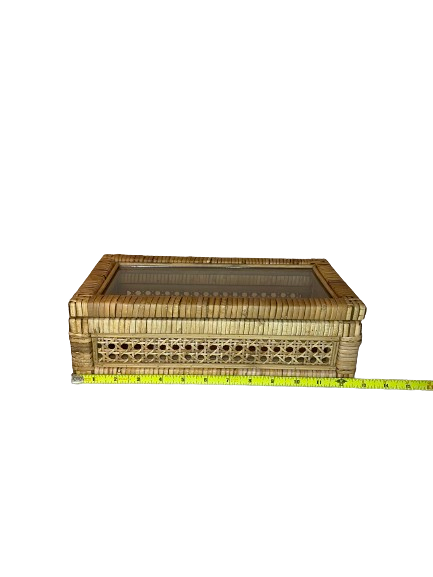 Small Rattan Box with Glass Lid