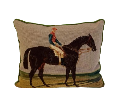 Pillow: Vintage Jockey Needlepoint Pillow